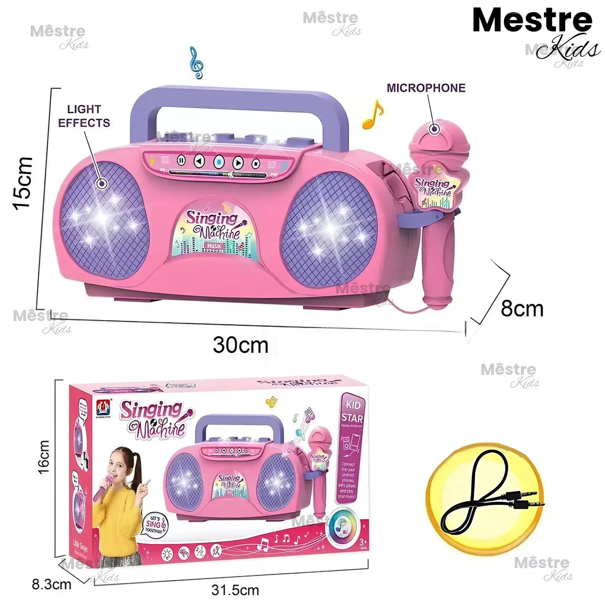 Microfone e Rádio de Karaokê - Mestre Kids®